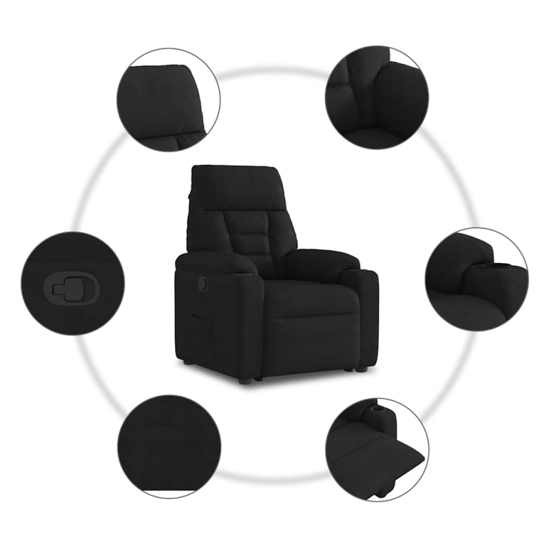 Relaxsessel mit Aufstehhilfe Schwarz Mikrofasergewebe