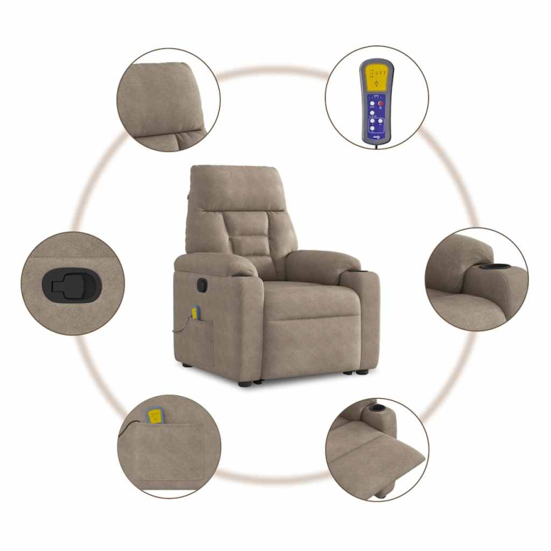 Massagesessel mit Aufstehhilfe Taupe Mikrofasergewebe