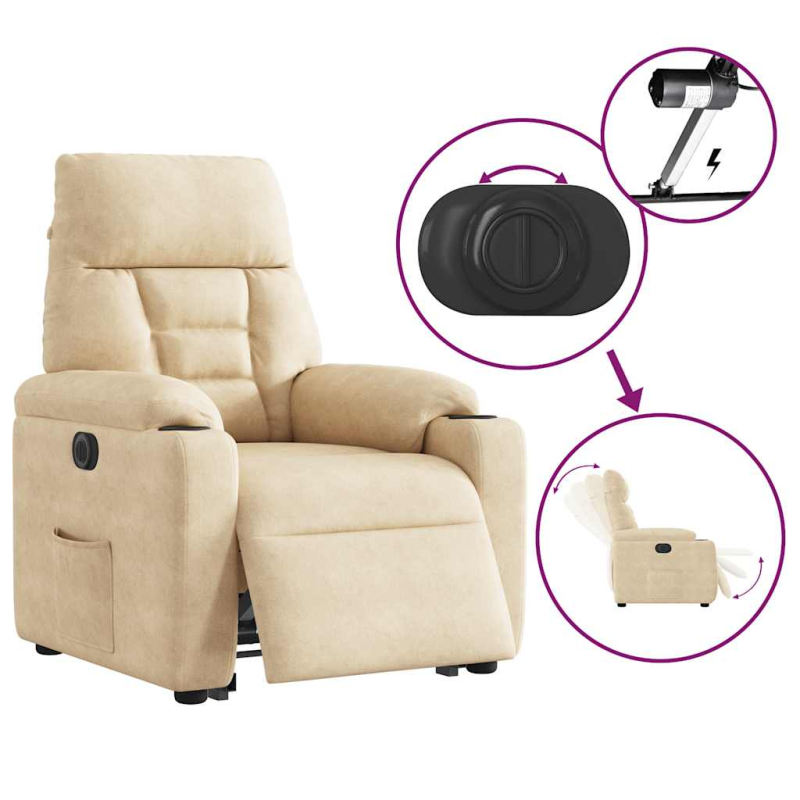 Relaxsessel mit Aufstehhilfe Elektrisch Creme Mikrofasergewebe