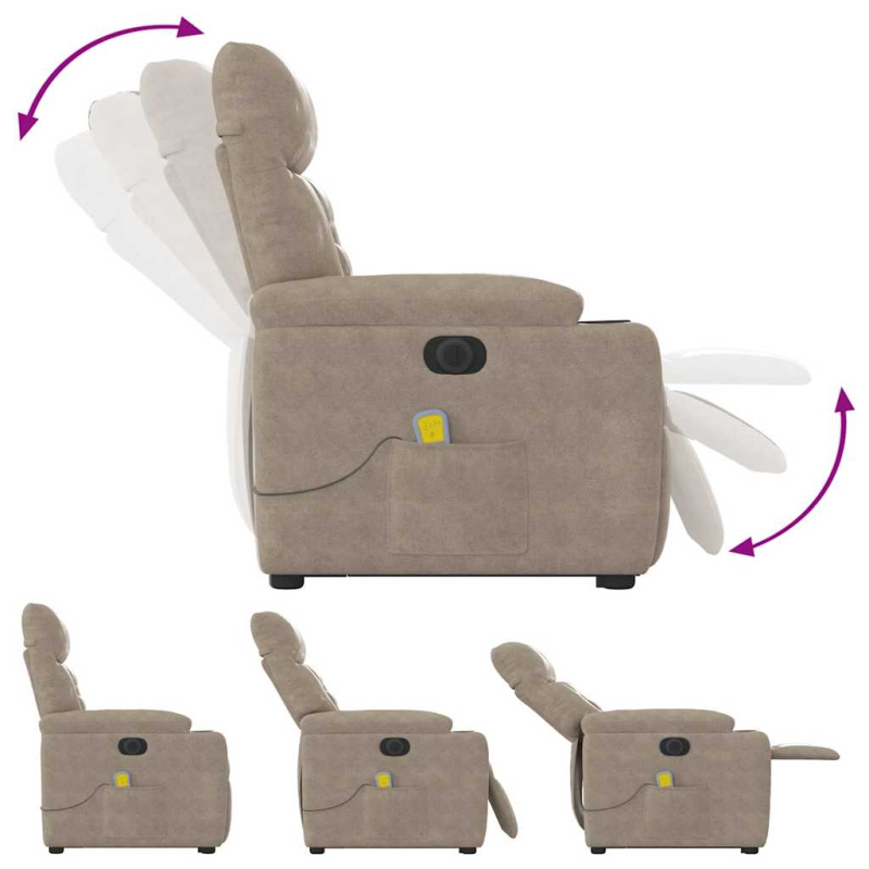 Massagesessel Aufstehhilfe Elektrisch Taupe Mikrofasergewebe