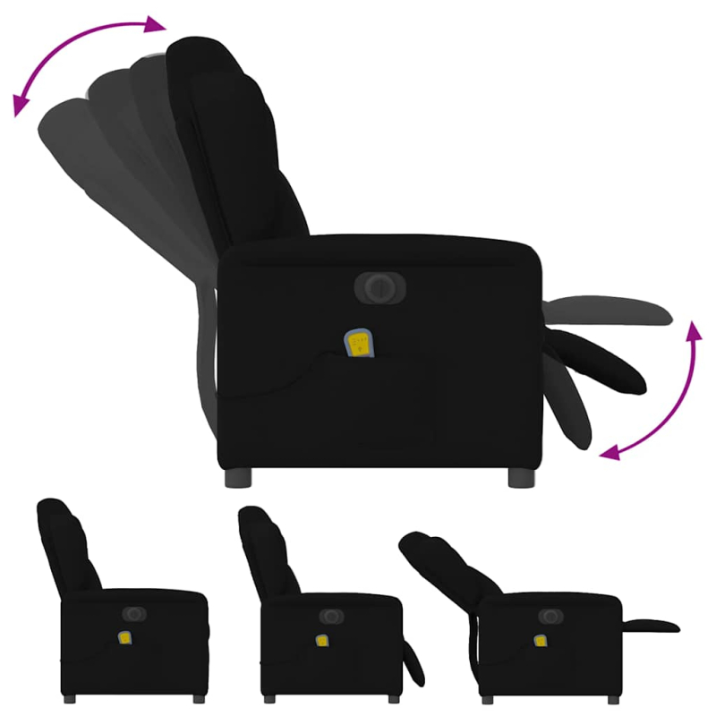 Massagesessel Elektrisch Schwarz Stoff
