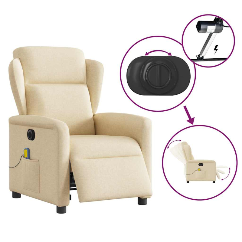 Massagesessel Elektrisch Creme Stoff