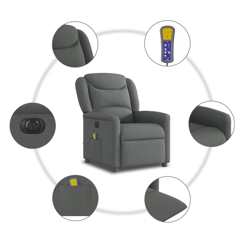 Massagesessel Elektrisch Dunkelgrau Stoff