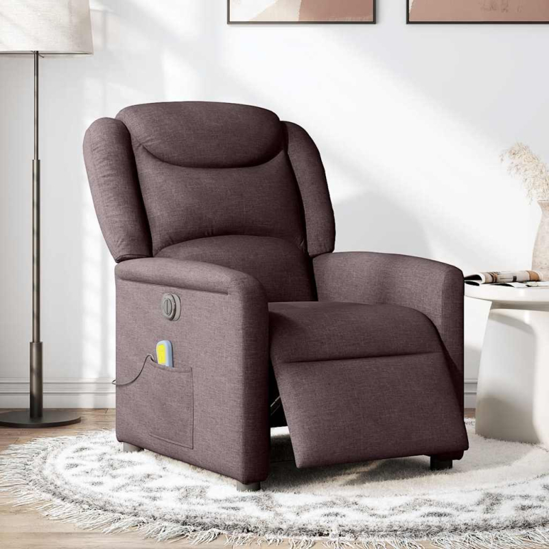 Massagesessel Elektrisch Dunkelbraun Stoff