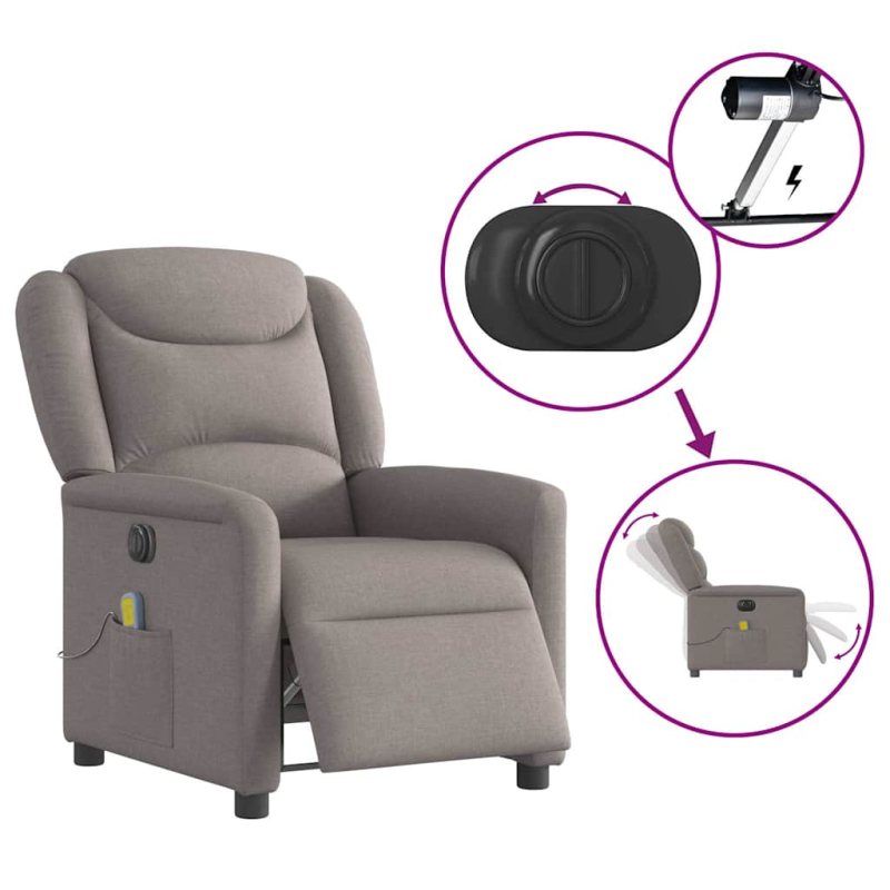 Massagesessel Elektrisch Taupe Stoff