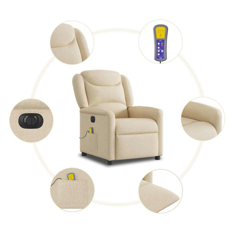 Massagesessel Elektrisch Creme Stoff