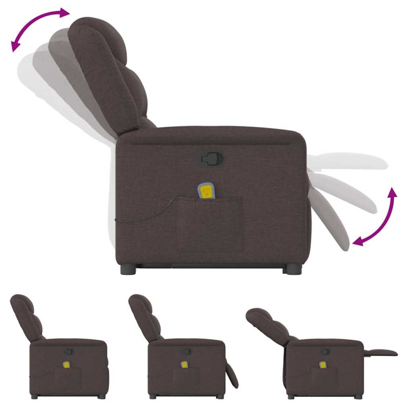 Massagesessel mit Aufstehhilfe Dunkelbraun Stoff