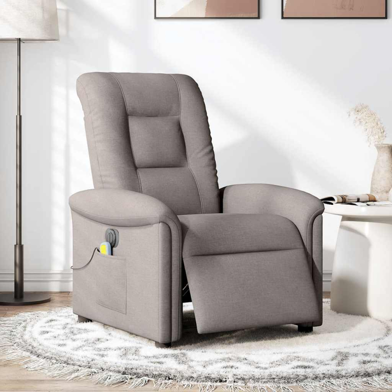 Massagesessel Elektrisch Taupe Stoff