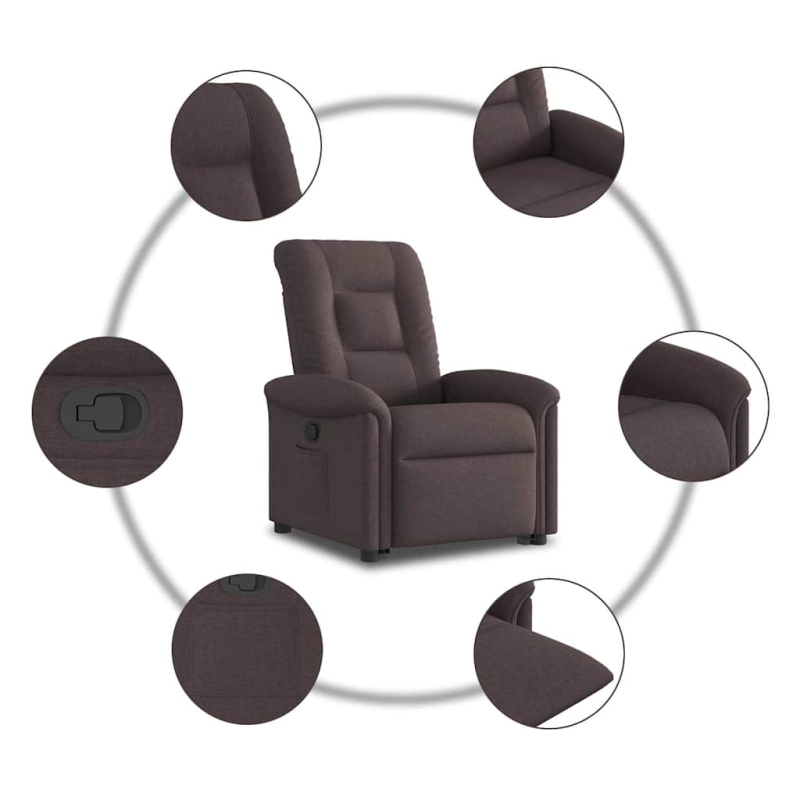 Relaxsessel mit Aufstehhilfe Dunkelbraun Stoff