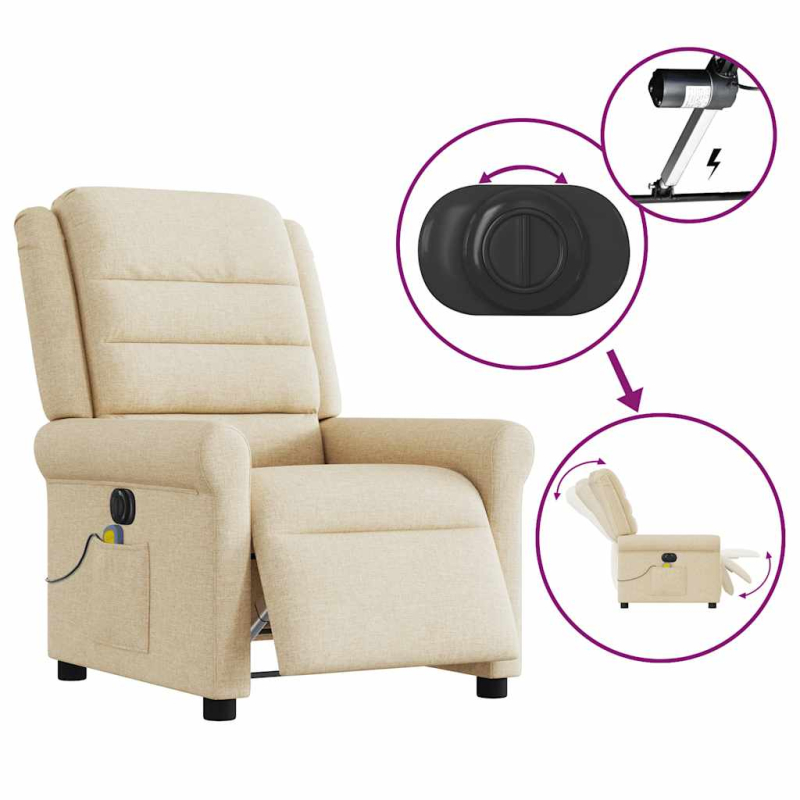 Massagesessel Elektrisch Creme Stoff