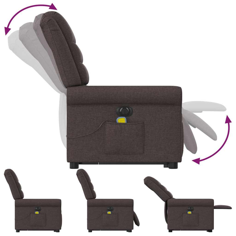 Elektrischer Massagesessel mit Aufstehhilfe Dunkelbraun Stoff