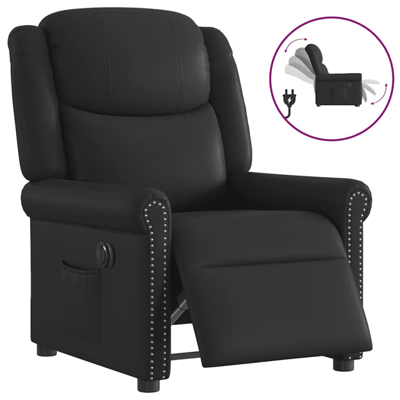 Relaxsessel Elektrisch Glänzend Schwarz Kunstleder