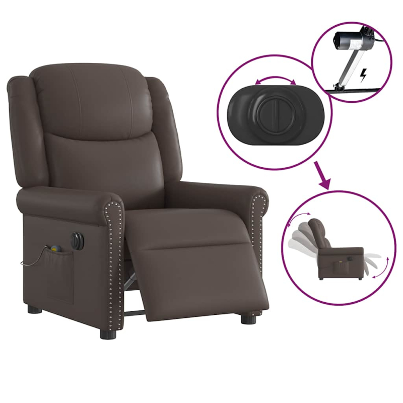 Relaxsessel Massage Elektrisch Glänzend Braun Kunstleder