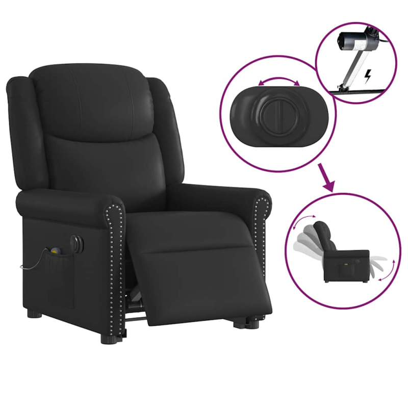 Massagesessel Aufstehhilfe Elektrisch Glänzend Schwarz