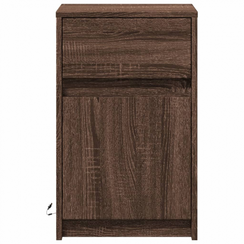 Nachttische mit LED-Leuchten 2 Stk. Braun Eiche Holzwerkstoff