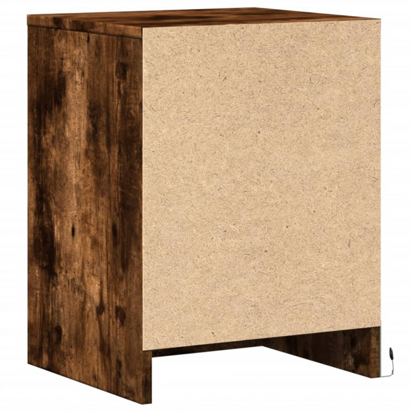 Nachttisch mit LED-Leuchten Räuchereiche Holzwerkstoff