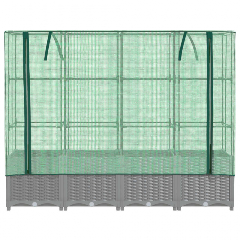 Hochbeet mit Gewächshaus-Aufsatz Rattan-Optik 160x40x138 cm