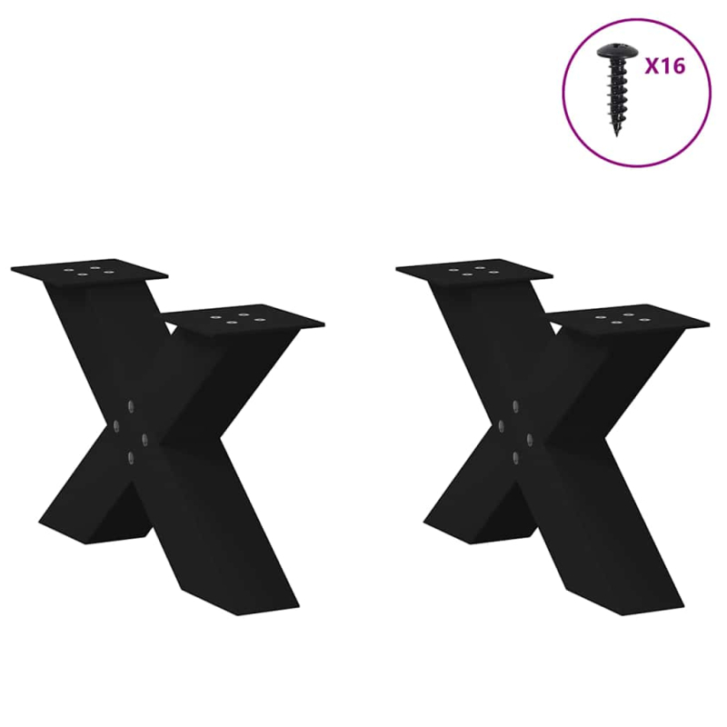 Couchtischbeine X-Form 2 Stk. Schwarz 60x(30-31) cm Stahl