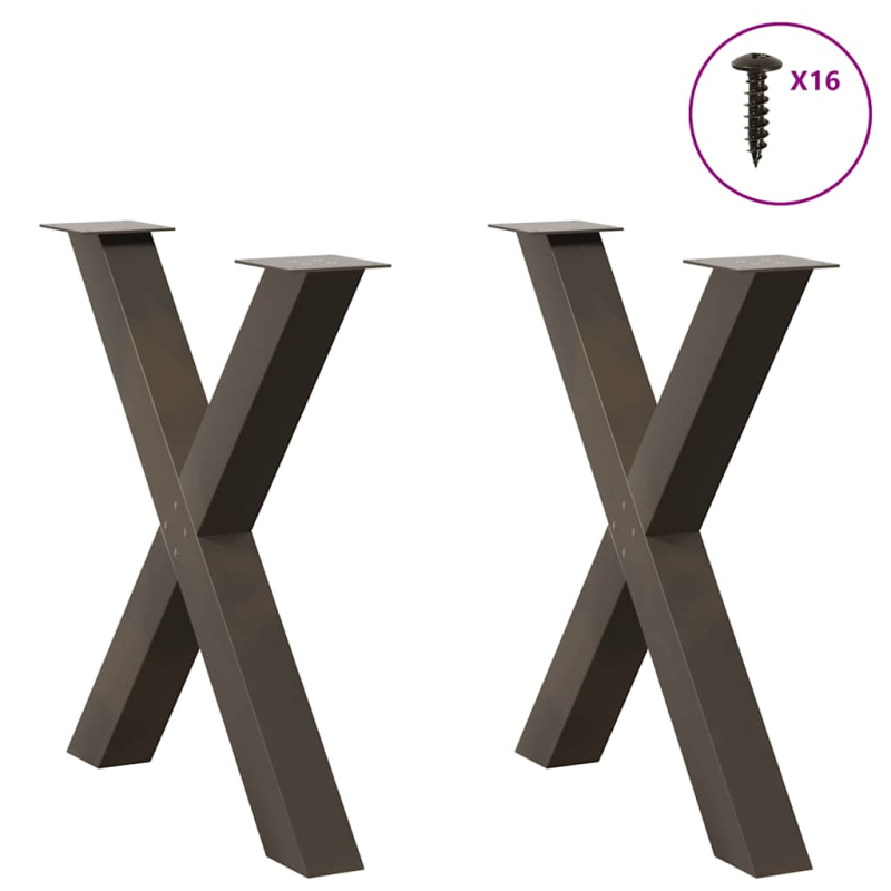 Esstischbeine X-Form 2 Stk. Naturstahl 80x(72-73) cm Stahl