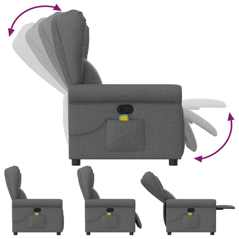 Massagesessel Dunkelgrau Stoff