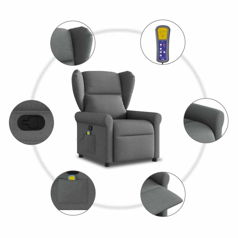 Massagesessel Dunkelgrau Stoff