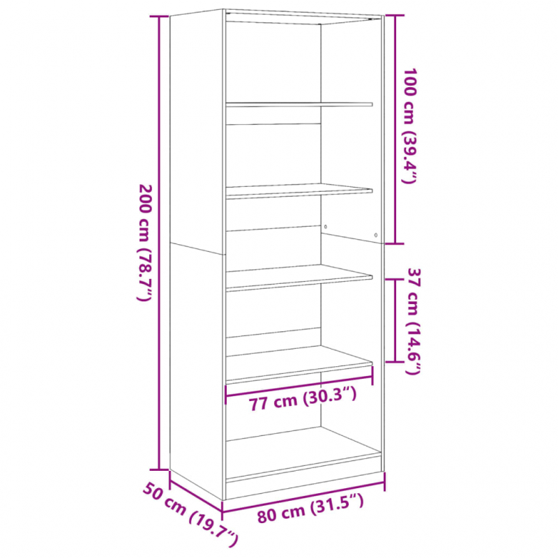 Kleiderschrank Sonoma-Eiche 80x50x200 cm Holzwerkstoff