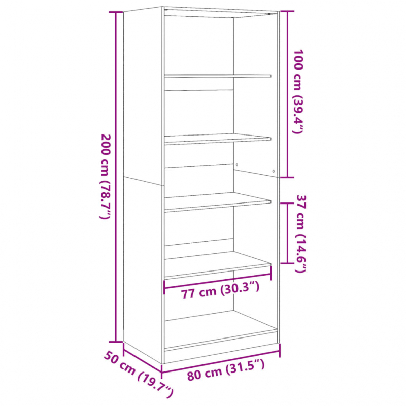 Kleiderschrank Betongrau 80x50x200 cm Holzwerkstoff