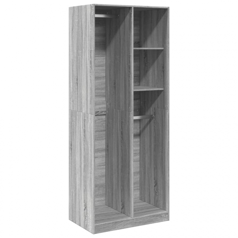 Kleiderschrank Grau Sonoma 80x50x200 cm Holzwerkstoff