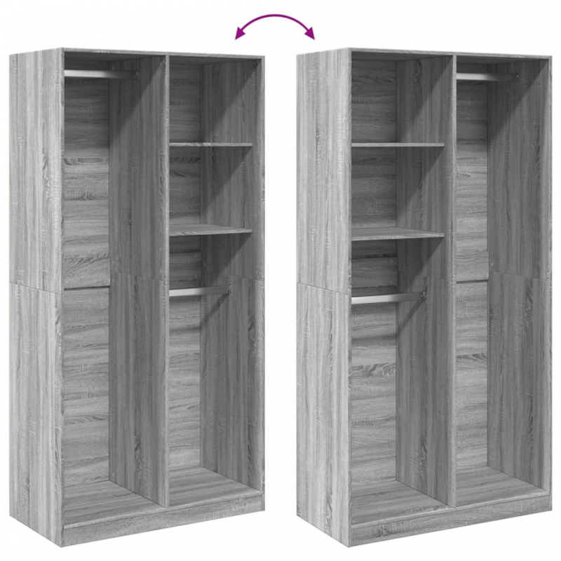 Kleiderschrank Grau Sonoma 100x50x200 cm Holzwerkstoff