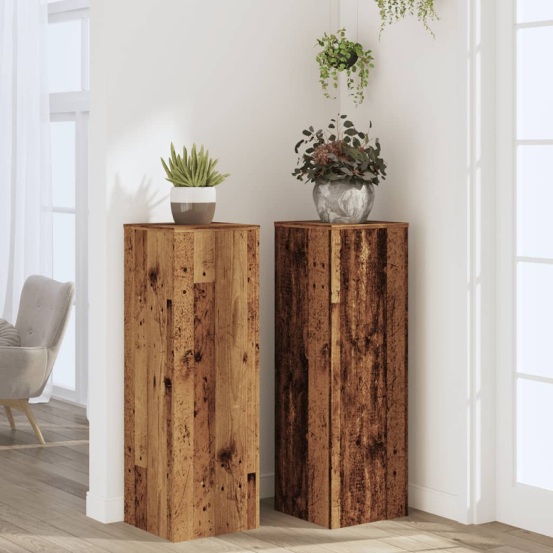 Pflanzenständer 2 Stk. Altholz-Optik 33x33x100 cm Holzwerkstoff
