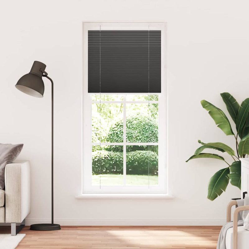 Plissee Schwarz 100x200 cm Stoffbreite 99,4 cm Polyester