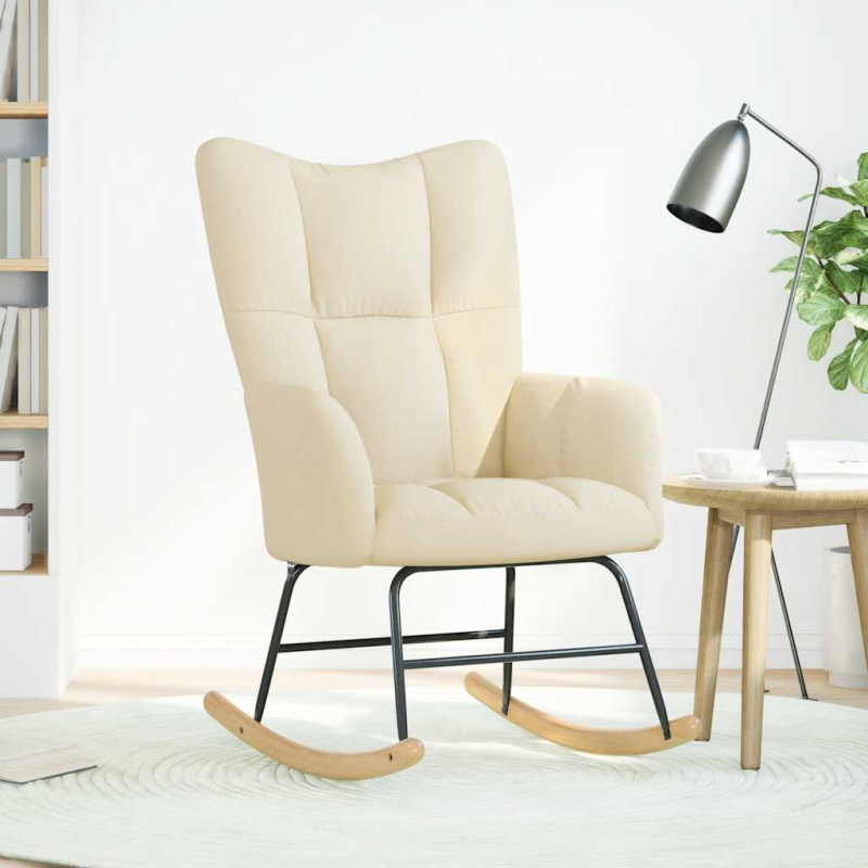 Schaukelstuhl Creme Stoff