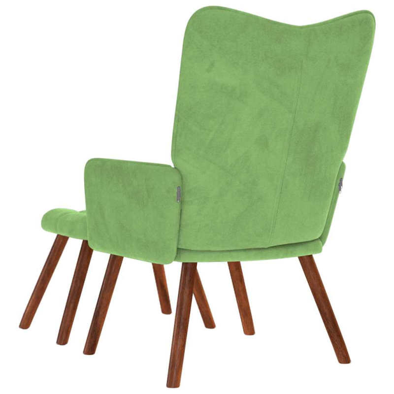 Relaxsessel mit Hocker Hellgrün Samt