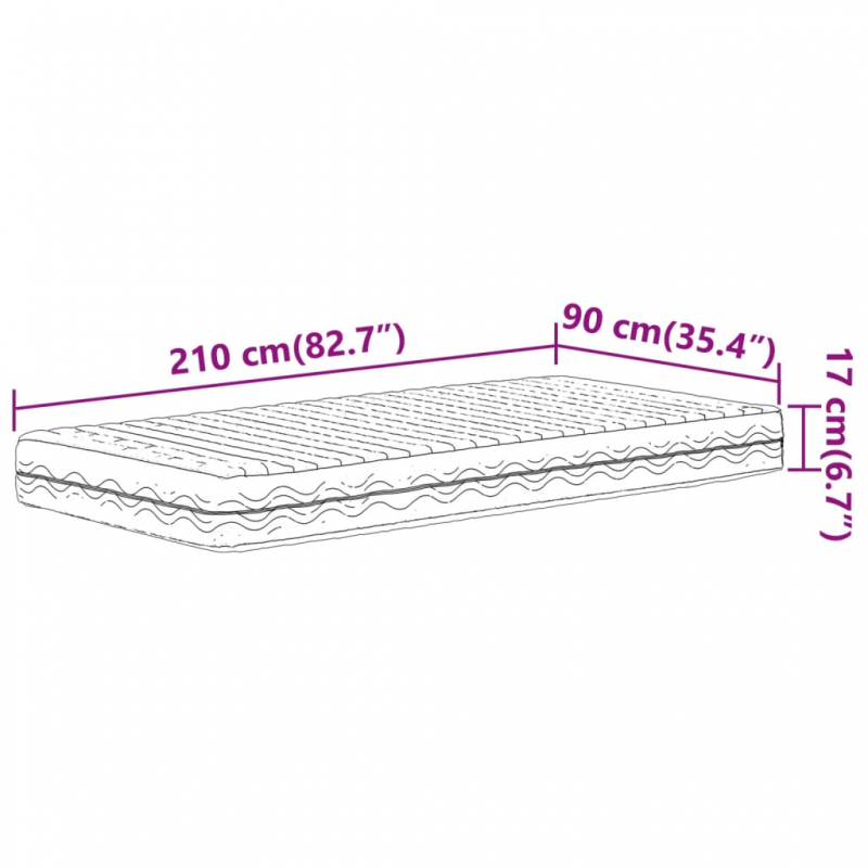 Schaumstoffmatratze Weiß 90x210 cm Härtegrad H2 H3