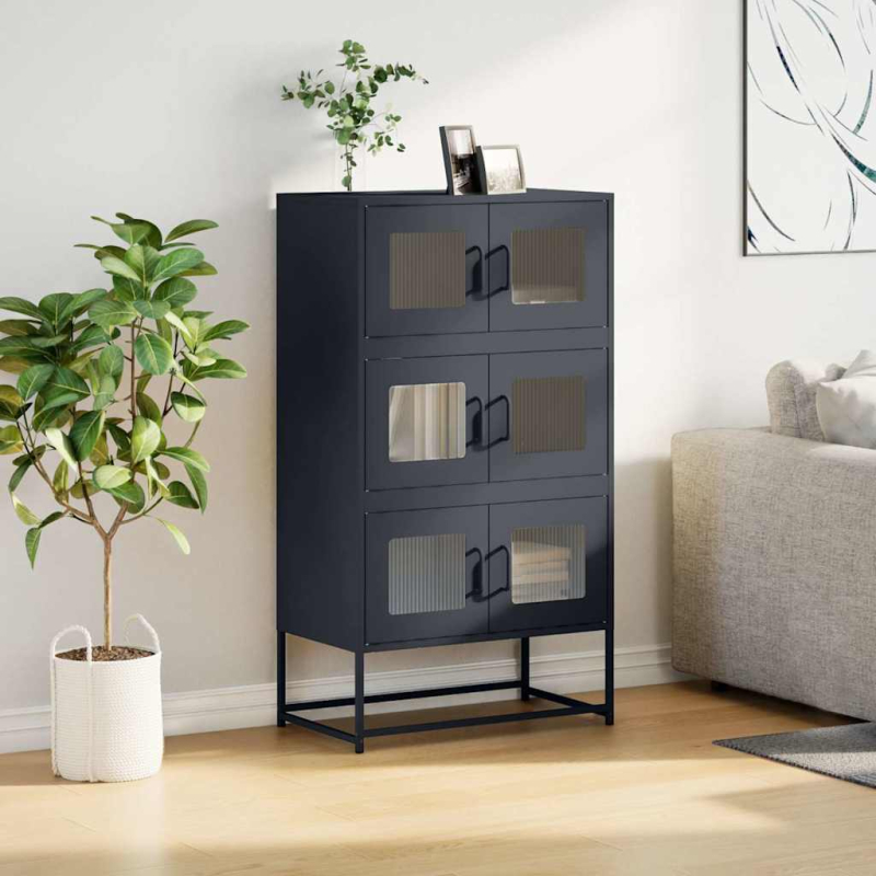 Highboard Anthrazit 68x39x123 cm Stahl