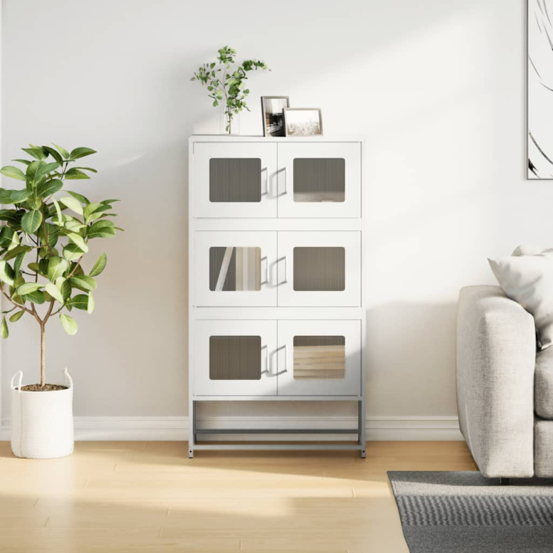 Highboard Weiß 68x39x123 cm Stahl