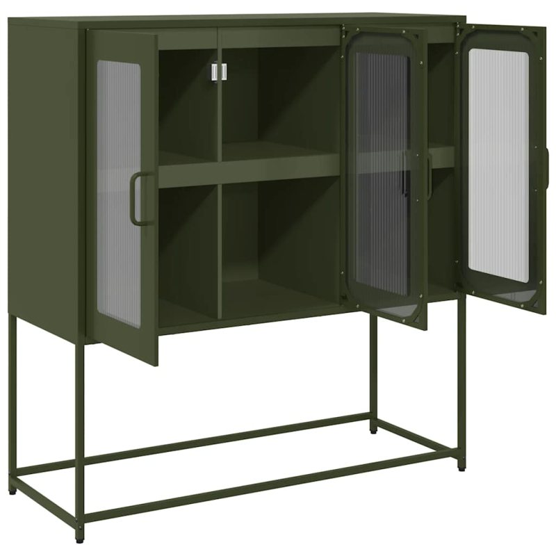 Sideboard Olivgrün 100,5x39x107 cm Kaltgewalzter Stahl