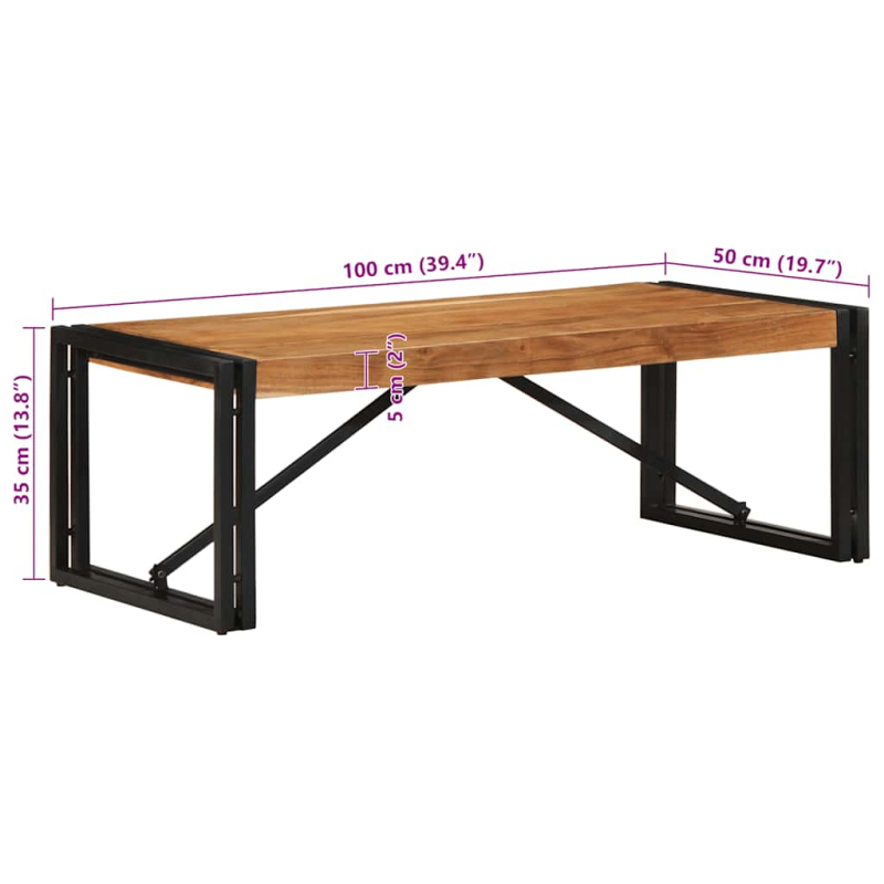 Couchtisch 100x50x35 cm Massivholz Akazie