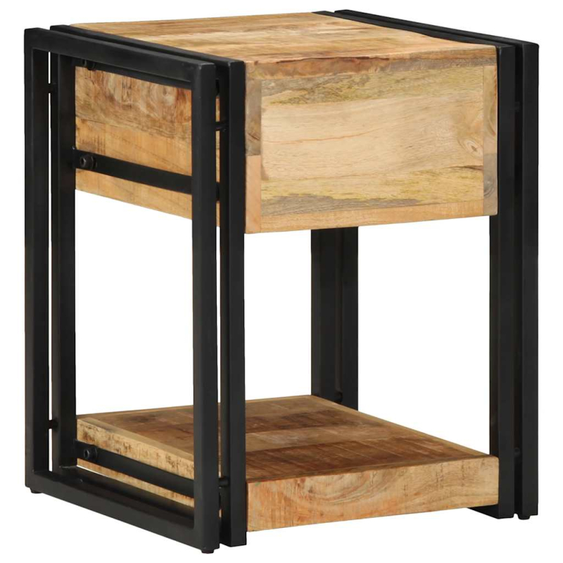 Nachttische 2 Stk. 40x40x50 cm Raues Massivholz Mango