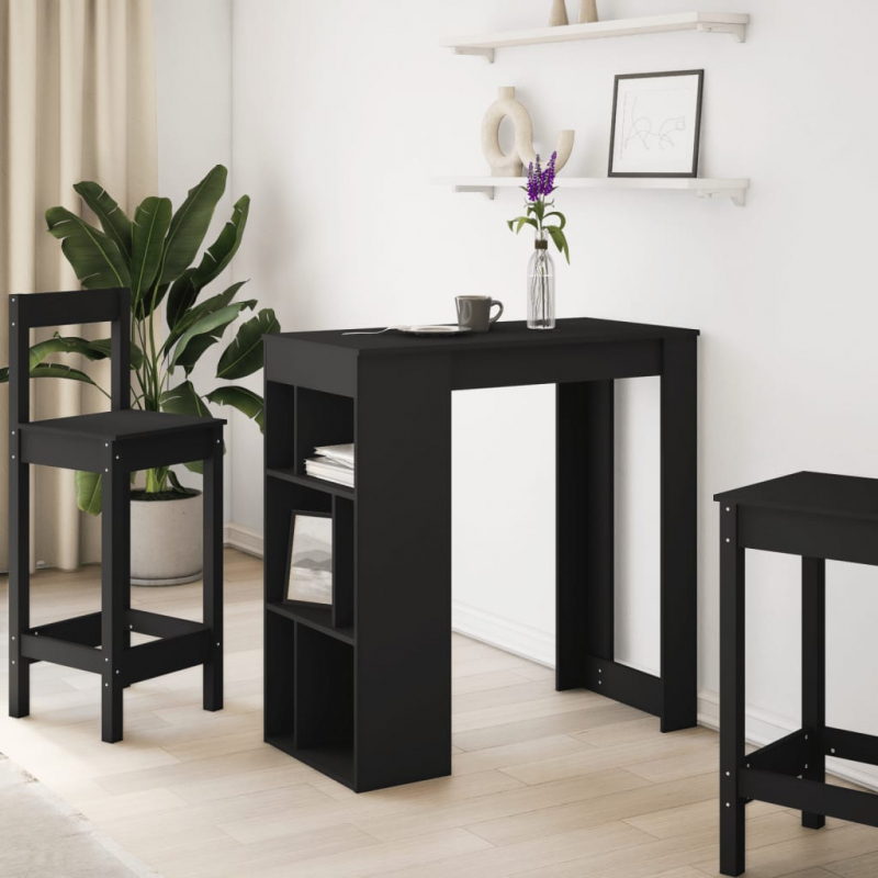 Bartisch mit Regal Schwarz 102x50x103,5 cm Holzwerkstoff