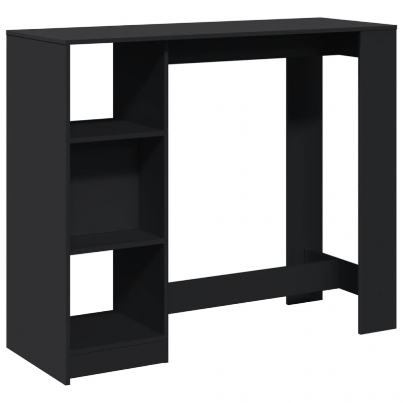 Bartisch mit Regal Schwarz 124x46x103,5 cm Holzwerkstoff