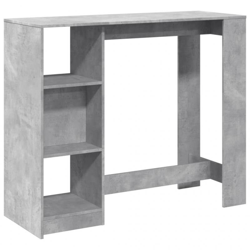 Bartisch mit Regal Betongrau 124x46x103,5 cm Holzwerkstoff