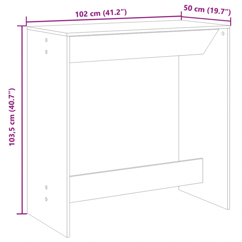 Bartisch Grau Sonoma 102x50x103,5 cm Holzwerkstoff