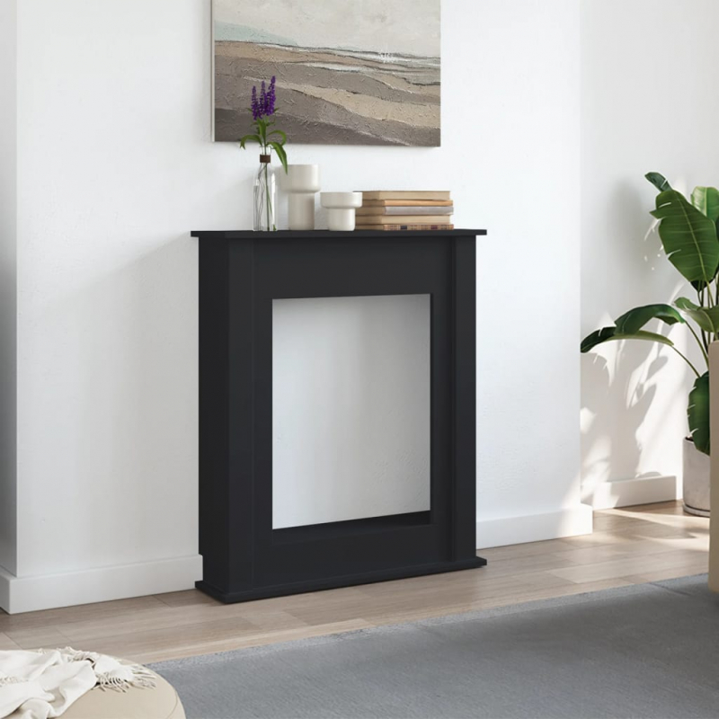 Kaminumrandung Schwarz 75x20x87,5 cm Holzwerkstoff