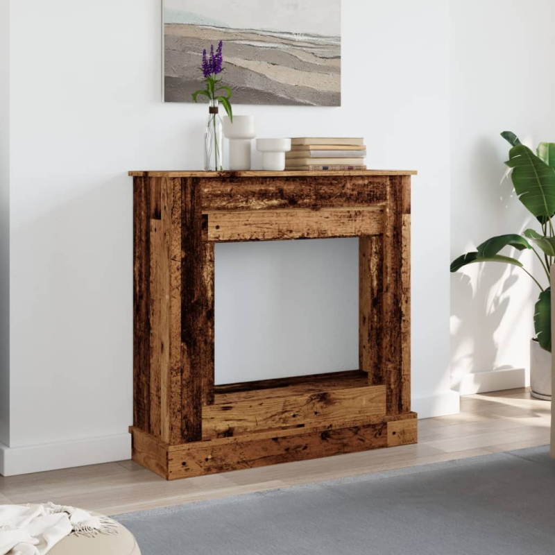 Kaminumrandung Altholz-Optik 90x30x90 cm Holzwerkstoff