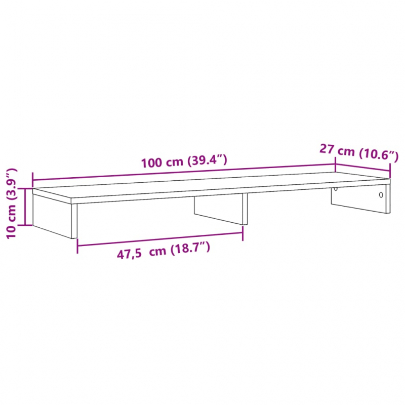 Monitorständer Weiß 100x27x10 cm Holzwerkstoff