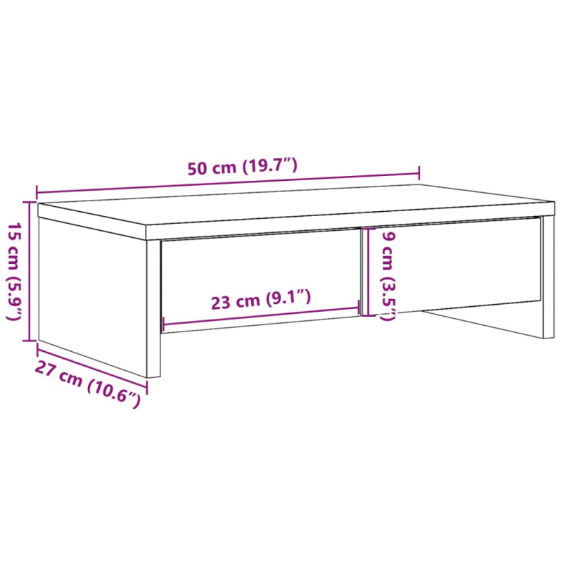 Monitorständer mit Schubladen Schwarz 50x27x15 cm Holzwerkstoff