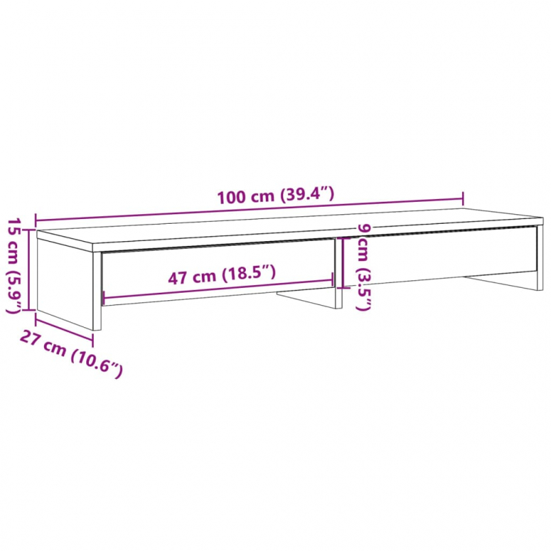 Monitorständer mit Schubladen Schwarz 100x27x15 Holzwerkstoff