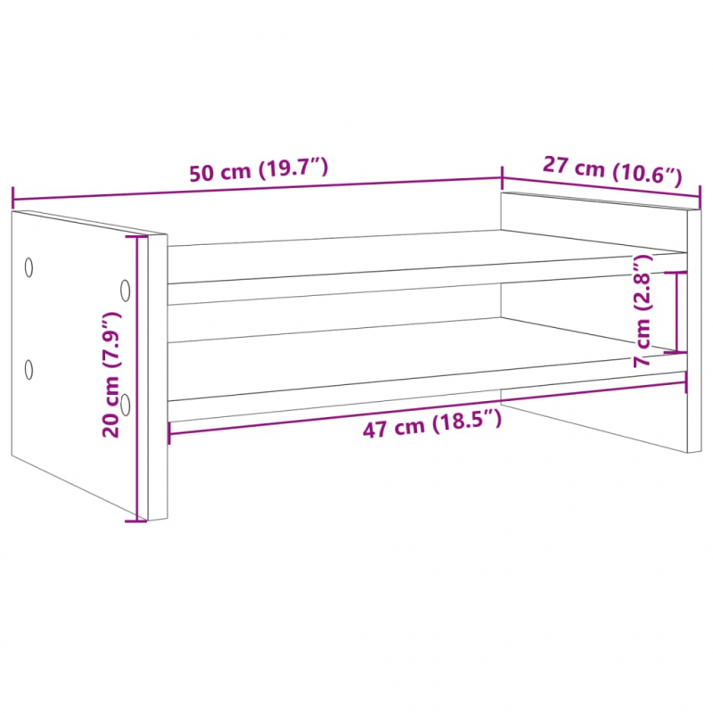 Monitorständer Sonoma-Eiche 50x27x20 cm Holzwerkstoff