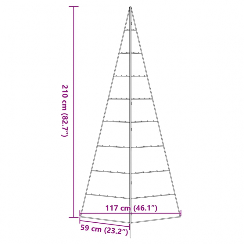 Metall-Weihnachtsbaum zum Dekorieren Schwarz 210 cm